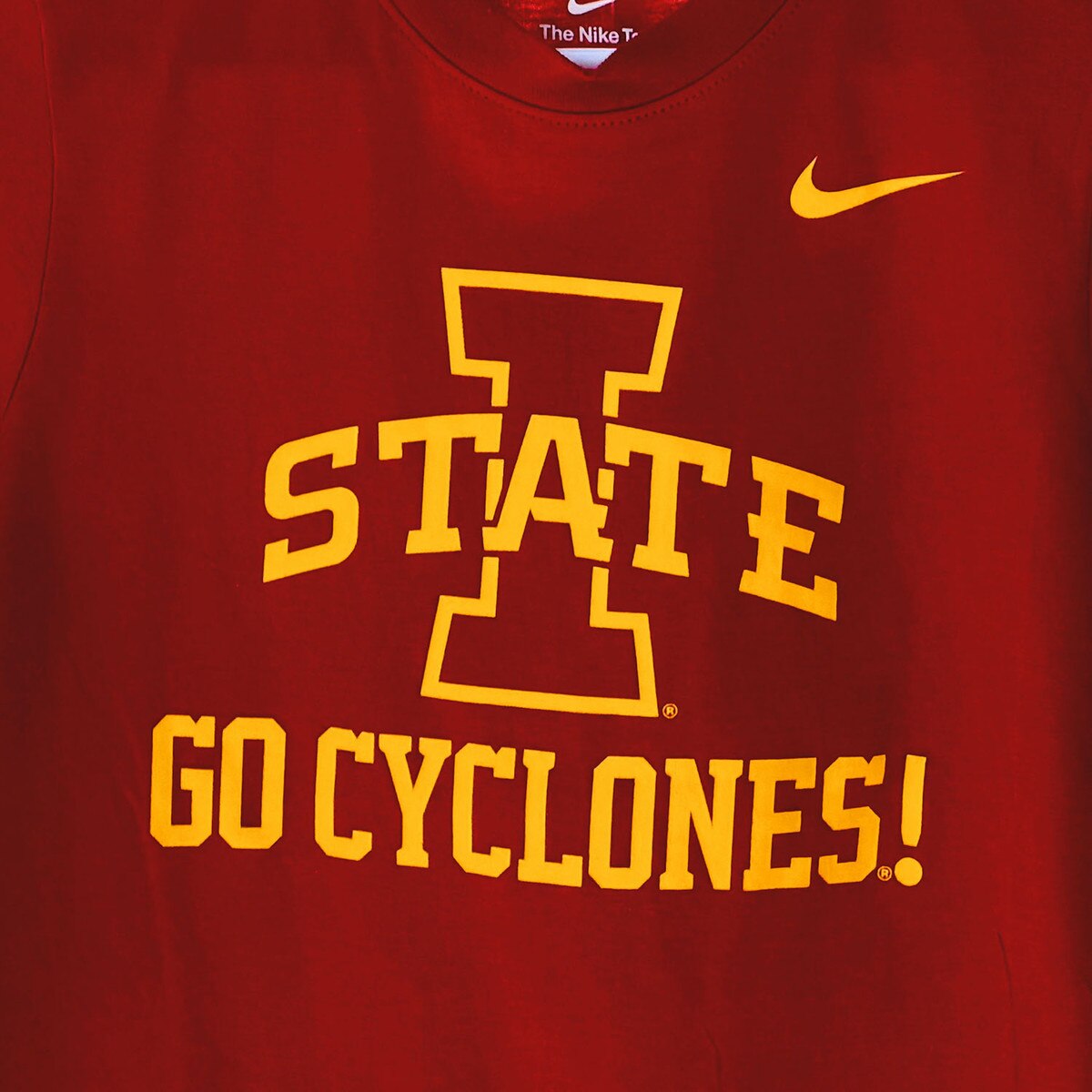 Nike Youth I-State Go Cyclones Cardinal Short Sleeve T-Shirt design close up